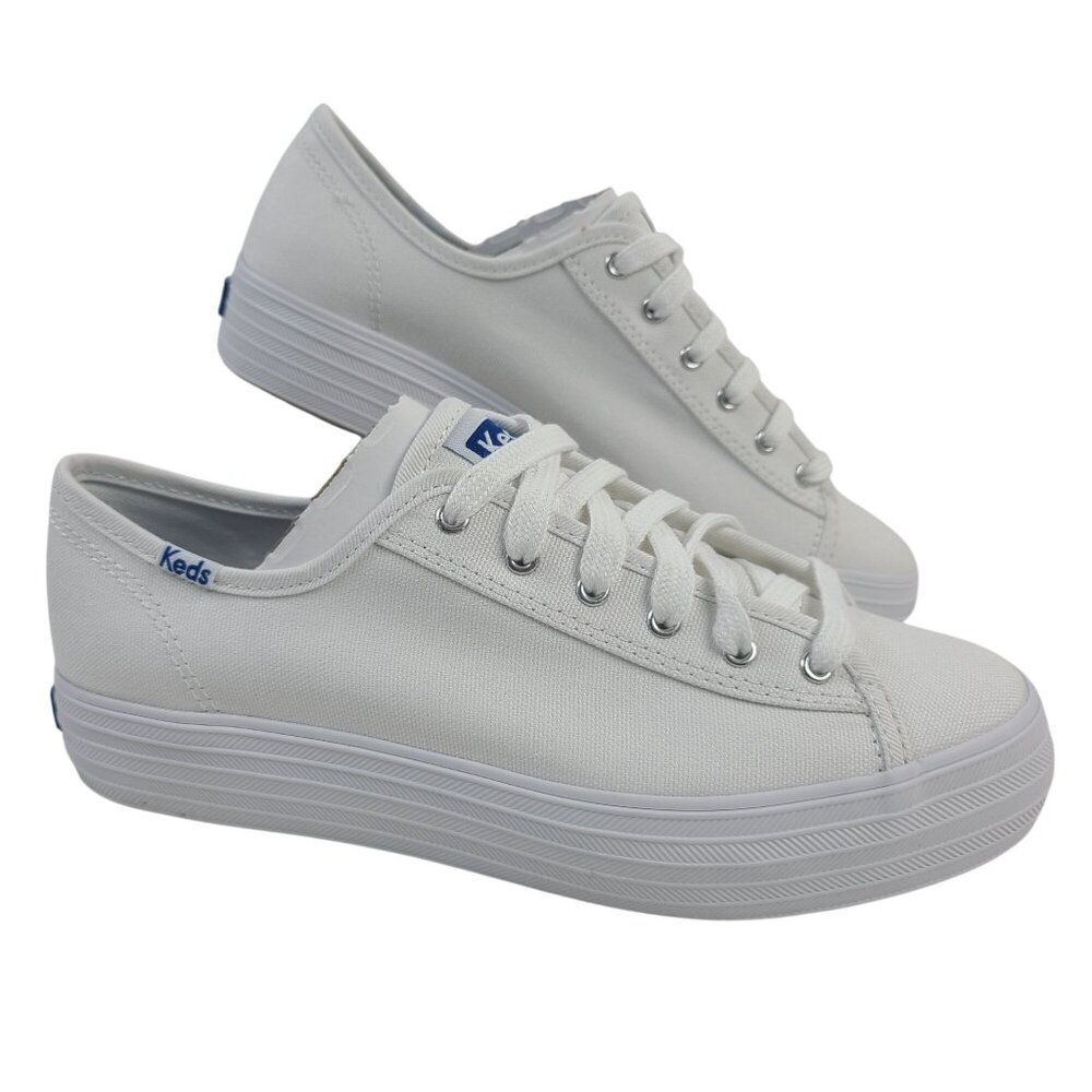 NEW Keds Triple Kick White Canvas Platform Sneakers Women's Sz 6.5